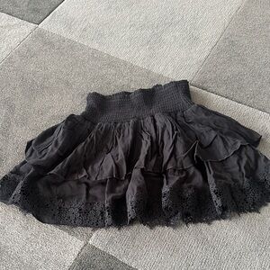 Katie J NYC Black Ruffled Lace Skater Skirt size M